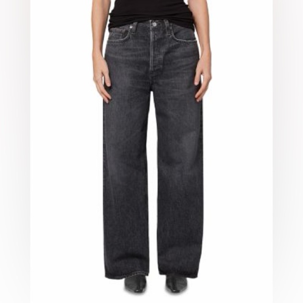 Agolde Black Low Slung Baggy Wide-Leg Jeans Color Ditch